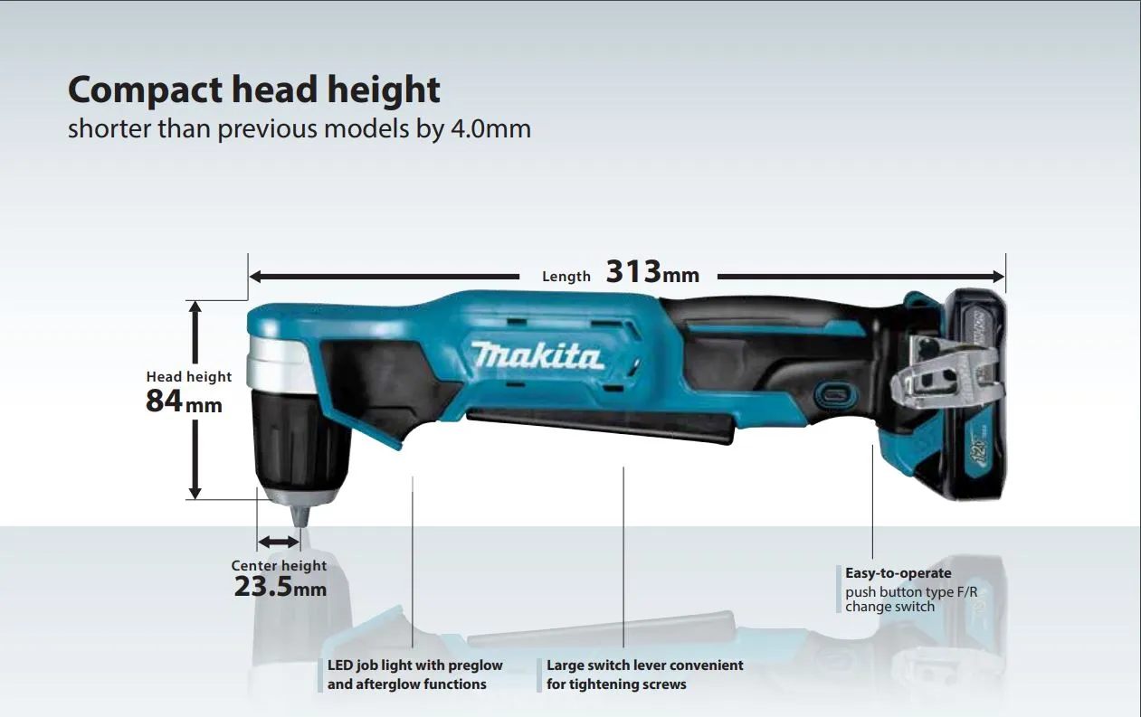 Makita DA333DSAE Angle Drill 12V Cordless 10MM Comes With Fast Charger & 2X12V 2.0Ah Batteries | Model: M-DA333DSAE