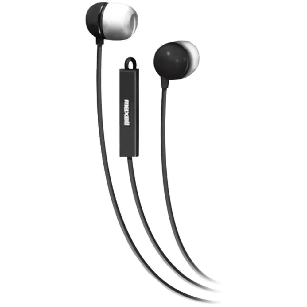 Maxell 190300 - IEMICBLK Stereo In-Ear Earbuds with Microphone & Remote (Black)