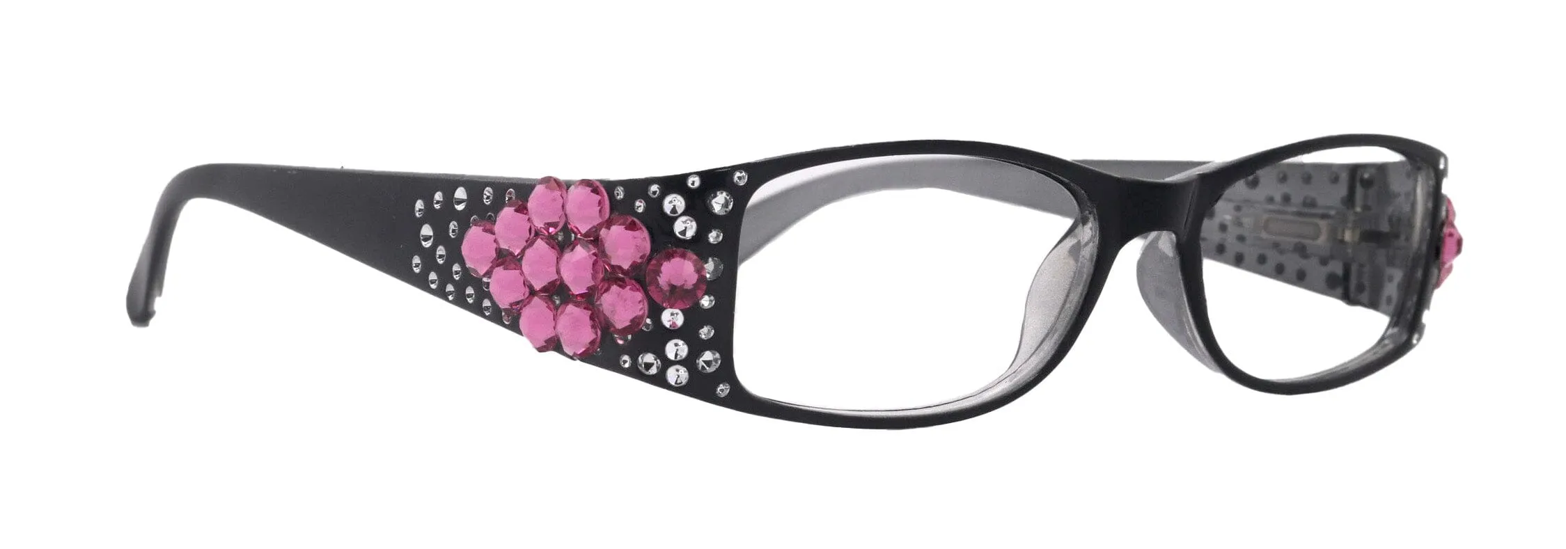 Merkel, The Diamond Crystal Shape, Bling Women Reading Glasses, Adorned w Fuchsia Genuine European Crystals  1.50 to  3. NY Fifth Avenue.