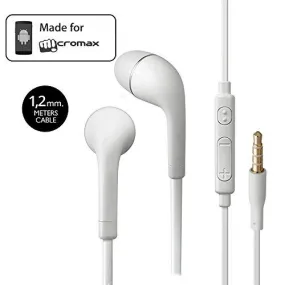 Micromax A106 Unite 2 Compatible Earphone / Handsfree In Ear Headphones with 3.5mm jack - White