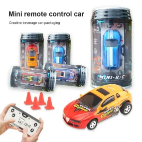 Mini Remote Control Soda Can Car 4 Channel With Front And Back Lights - 2.4GHz - Car Size Approx. 8cm