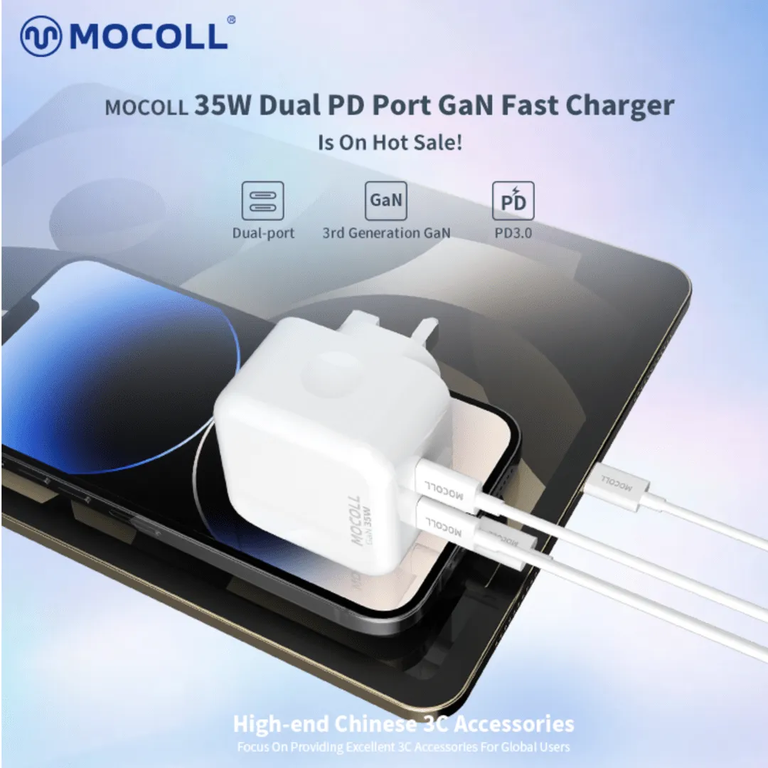 MOCOLL ALFA Series USB-C 35W Dual PD GaN Fast Charger