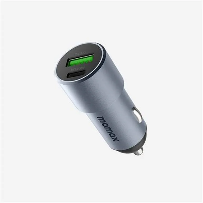 Momax Uc12 20W Mini Dual- Port Car Charger Fast Charging