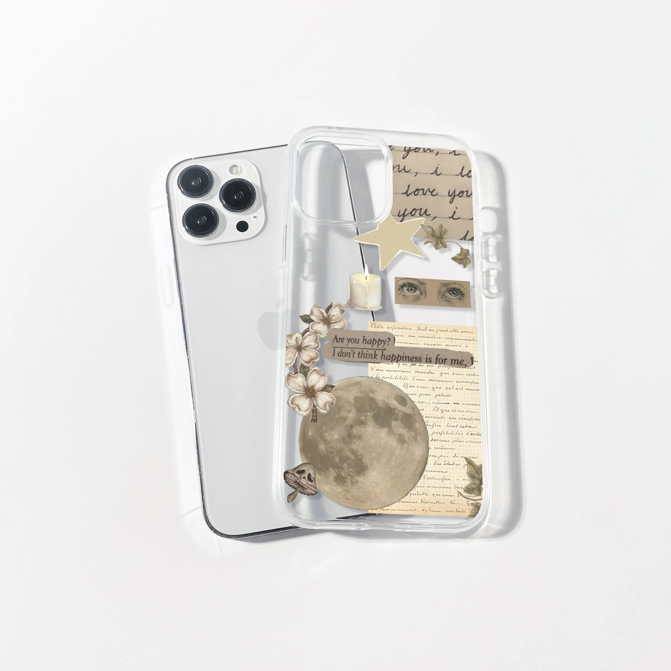 Moon Vintage Aesthetic Silicone Clear Case