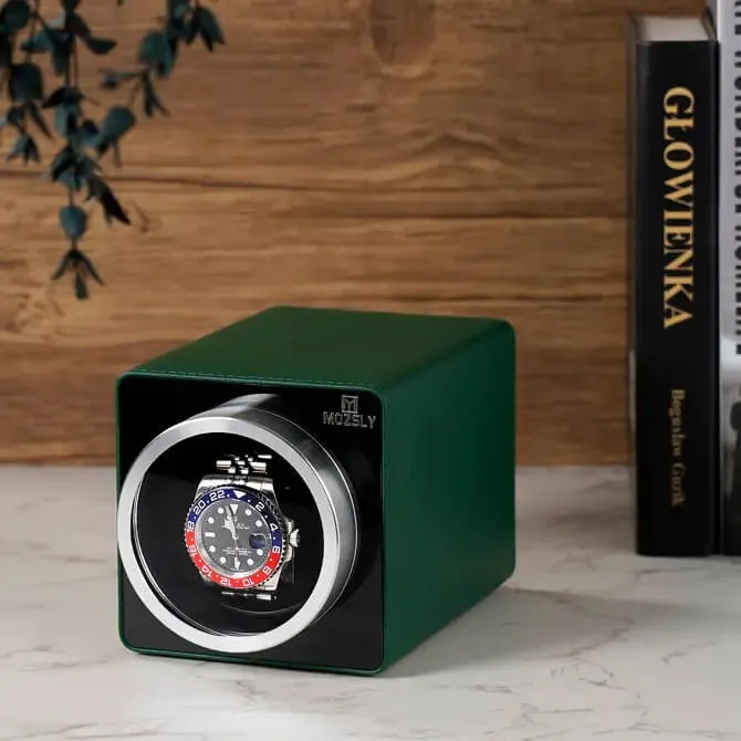 MOZSLY® Single Watch Winder - Green Leather