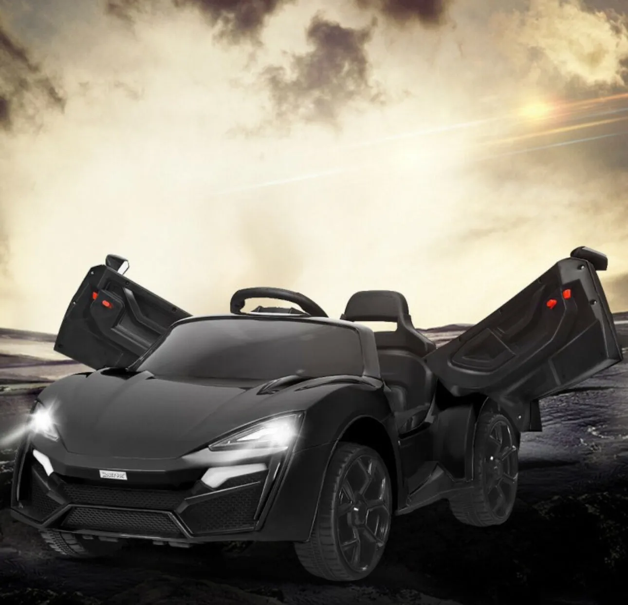 New 2025 McLaren Style 12V Ride On Car 1 Seater | LED Lights | Cool Open Doors | Seatbelt | Big Seat | Push To Start | Music | Remote