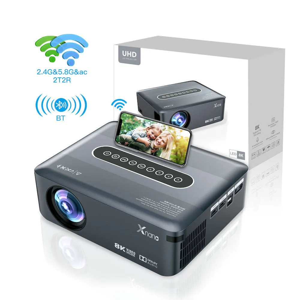 New In | Portable Full HD 1080P, 4K, 8K Supported Projector, Compatible with Phone, HDMI, AV, USB