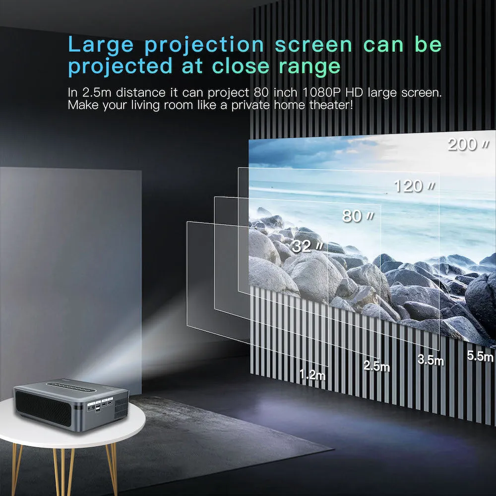 New In | Portable Full HD 1080P, 4K, 8K Supported Projector, Compatible with Phone, HDMI, AV, USB