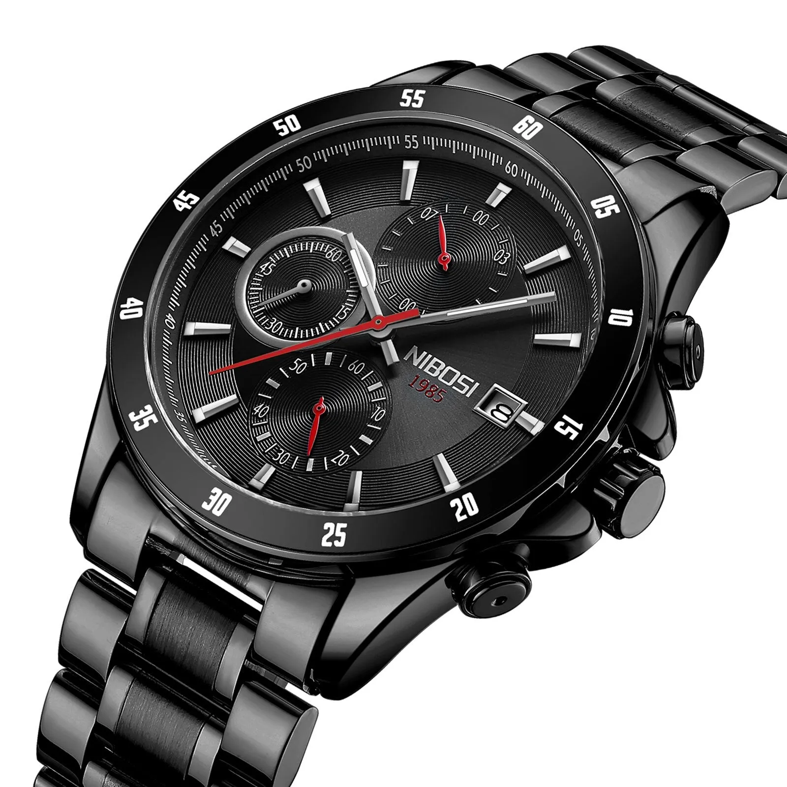 NIBOSI Mens Watches Brand Luxury Stainless Steel Waterproof Sport Quartz Chronograph Military Watch Men Clock Relogios Masculino