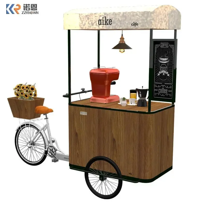 OEM Mobile Street Food Bike CE  Hot Dog Vending Cart 3 Wheel Coffee Tricycle For Sale