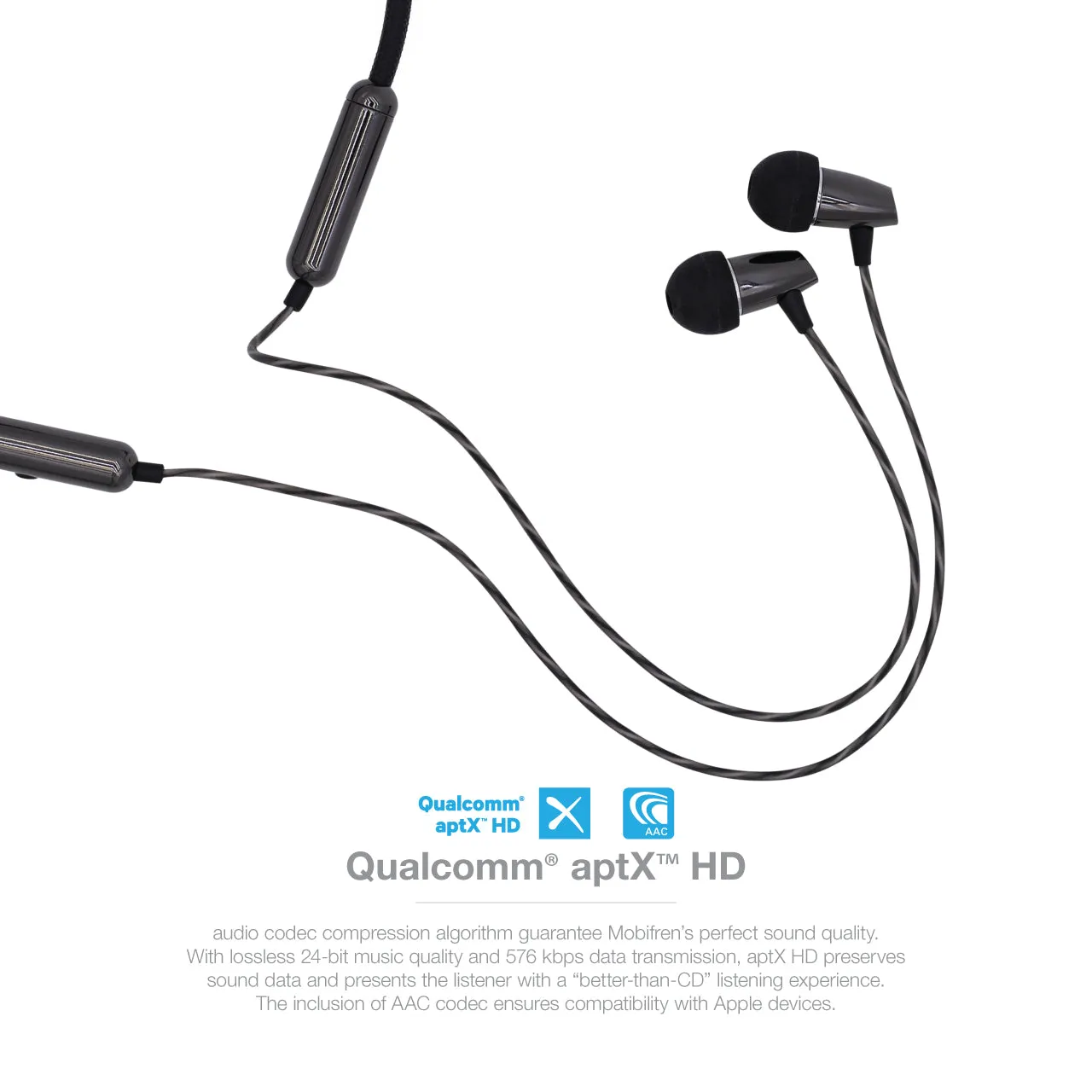 OG-MobiFren Seiren Hi-Res Stereo Sound with Apt-X HD Stereo Bluetooth Headset Elastic earphone