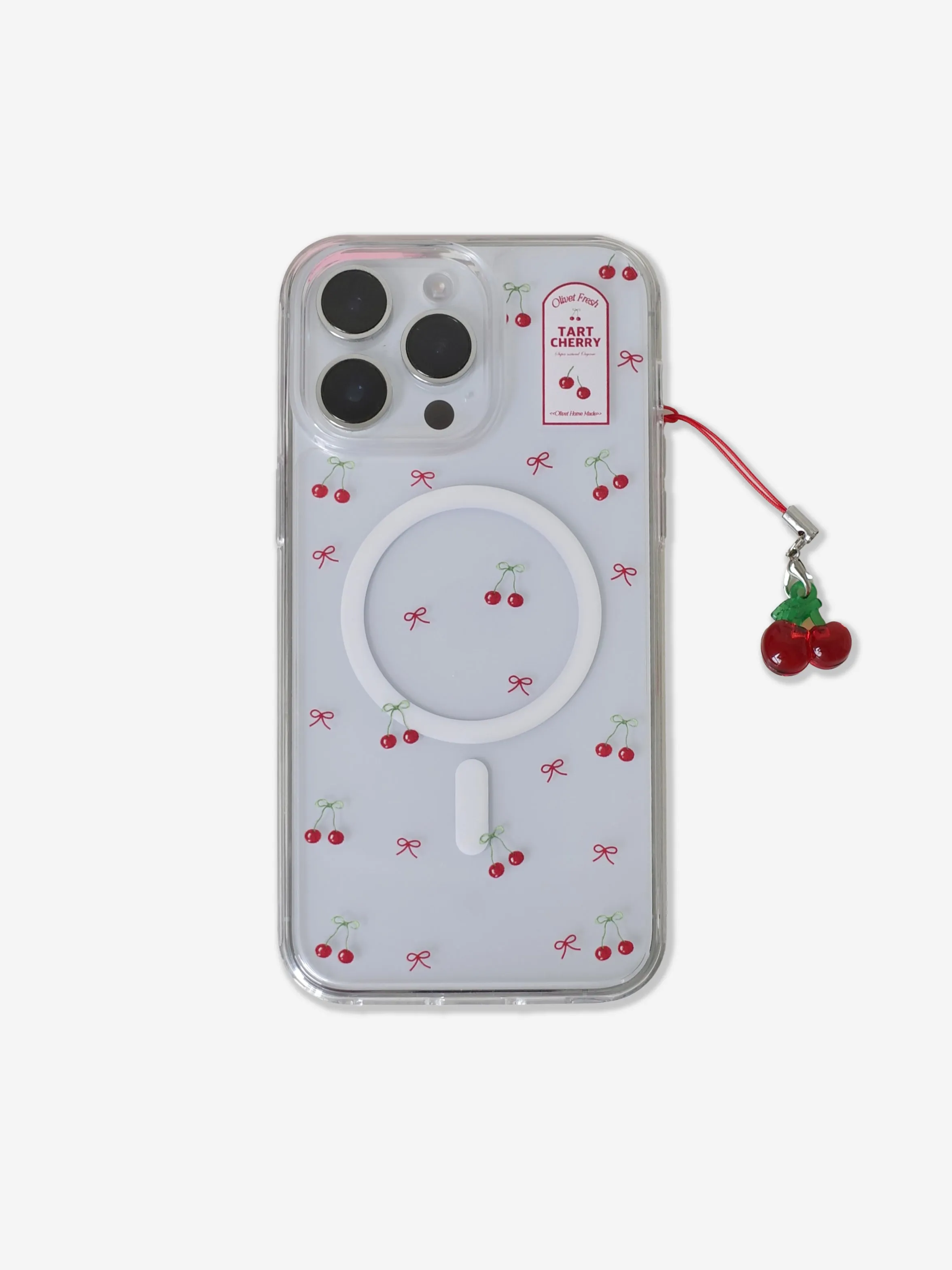 [OLIVET] Seasonless cherry ribbon clear case (magsafe/ jelly)