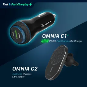 OMNIA C1  45W  PD/QC Fast charging Car Charger   OMNIA C2 Magnetic Wireless Car Charger