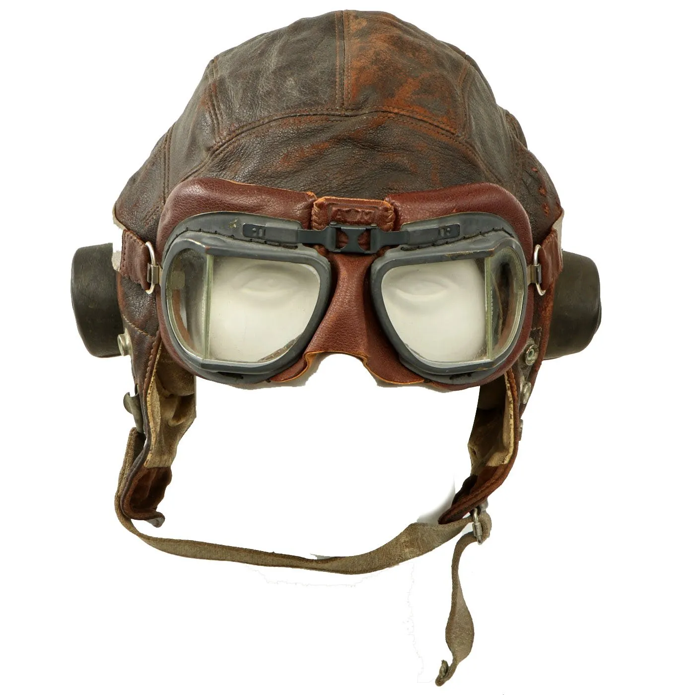 Original British WWII RAF Type C No.4 Leather Flying Helmet with Mk VIII Goggles