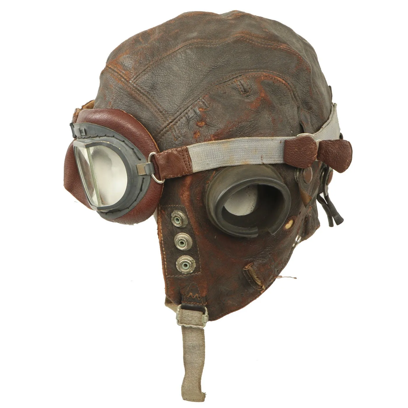 Original British WWII RAF Type C No.4 Leather Flying Helmet with Mk VIII Goggles