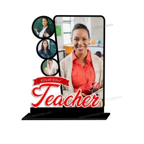 Osmly Wooden Customized Worlds Best Teacher Photo Standee, Customized Photo gifts on Teachers Day Gift IDea (8 x 12 inch)