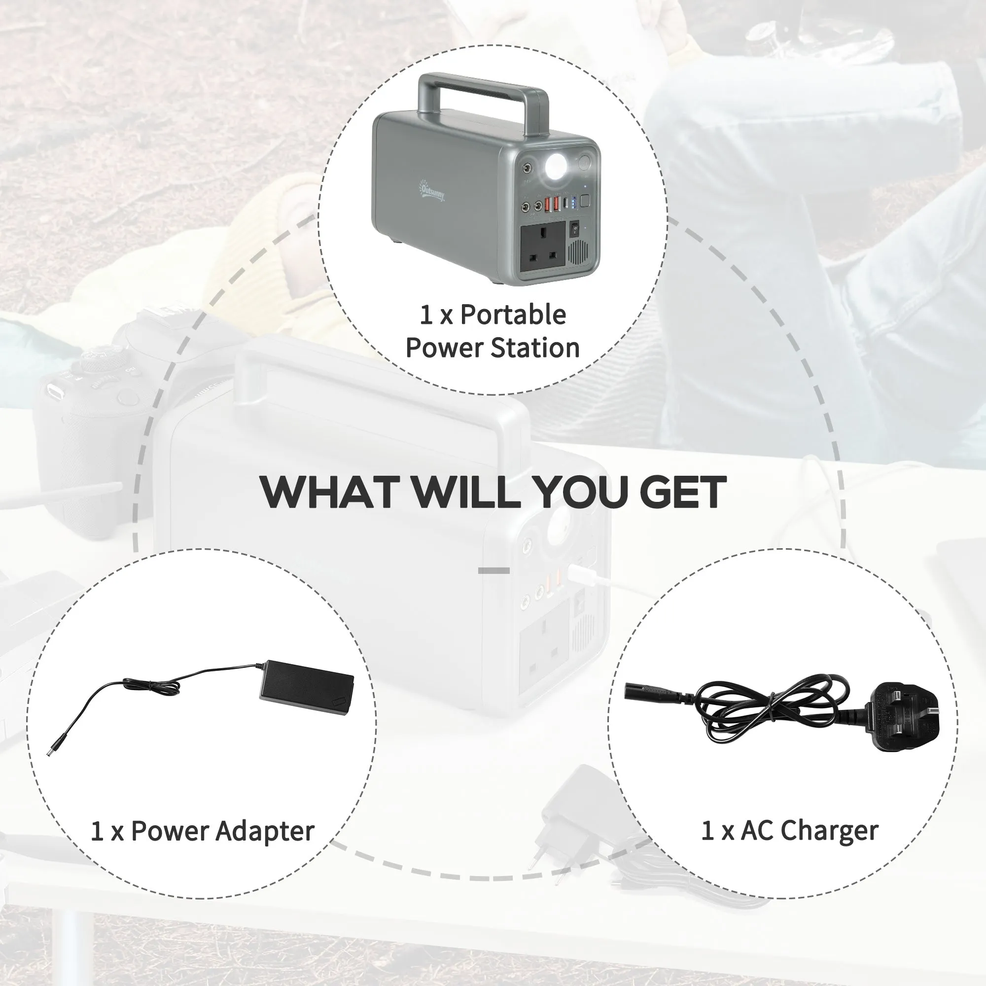 Outsunny 230.4Wh Portable Power Station with AC Outlets USB/PD/CAR Ports