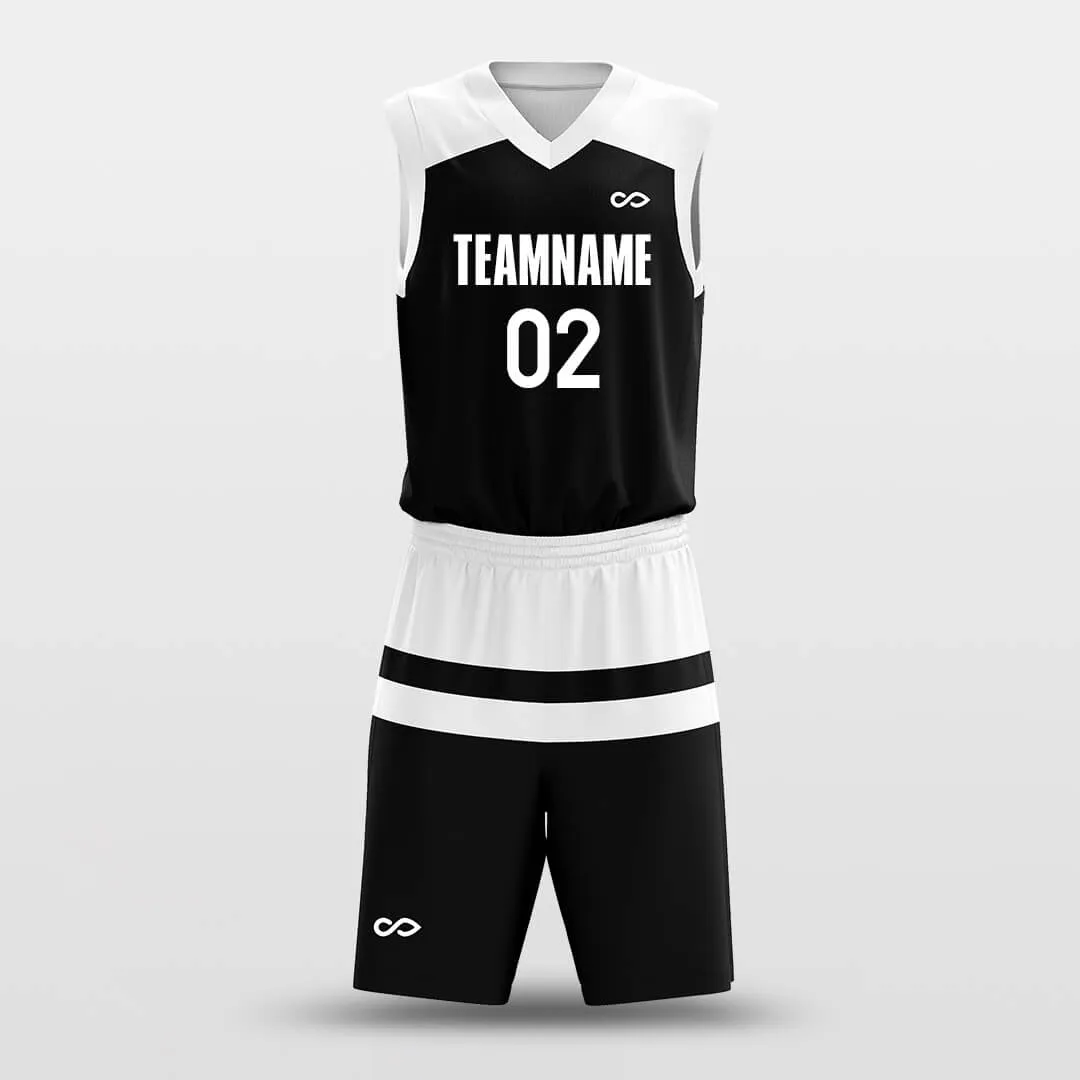 Parallel White Black - Customized Basketball Jersey Set Design