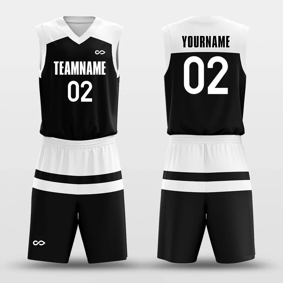 Parallel White Black - Customized Basketball Jersey Set Design