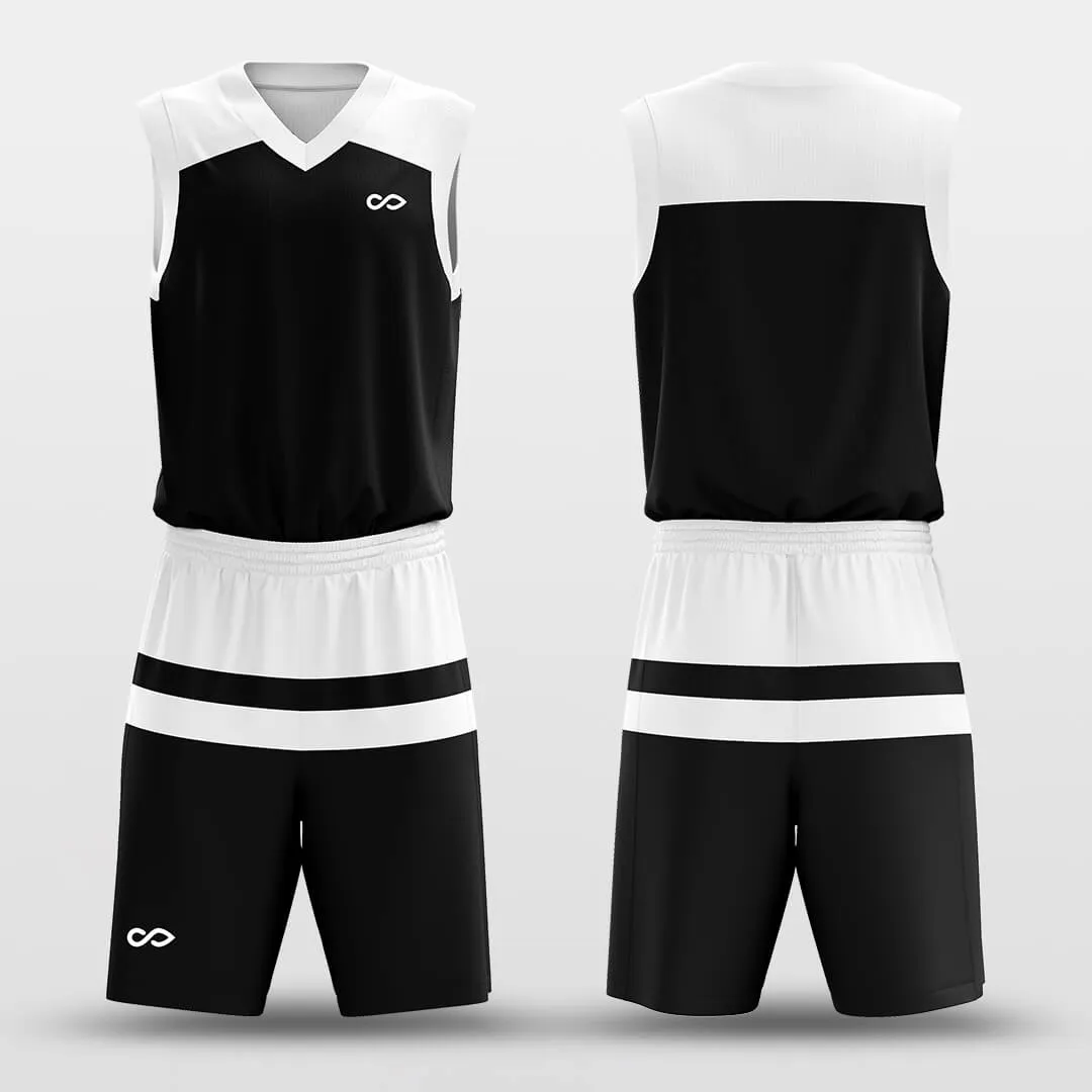 Parallel White Black - Customized Basketball Jersey Set Design