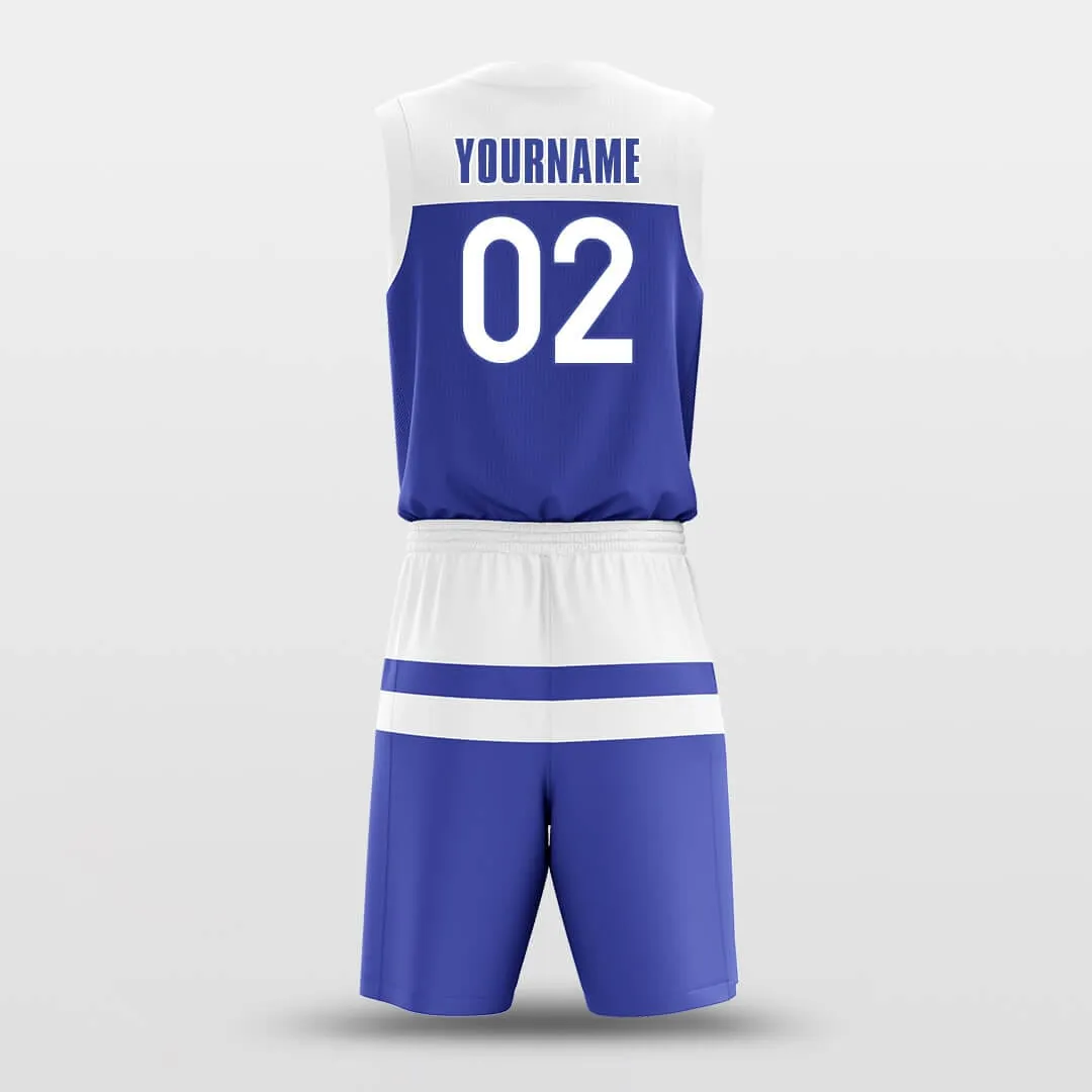 Parallel White Blue - Customized Basketball Jersey Set Design