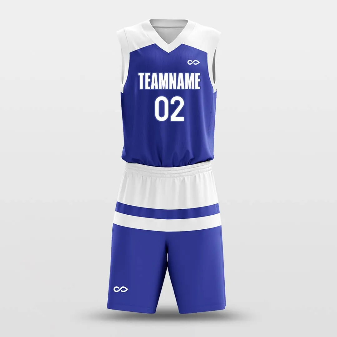 Parallel White Blue - Customized Basketball Jersey Set Design