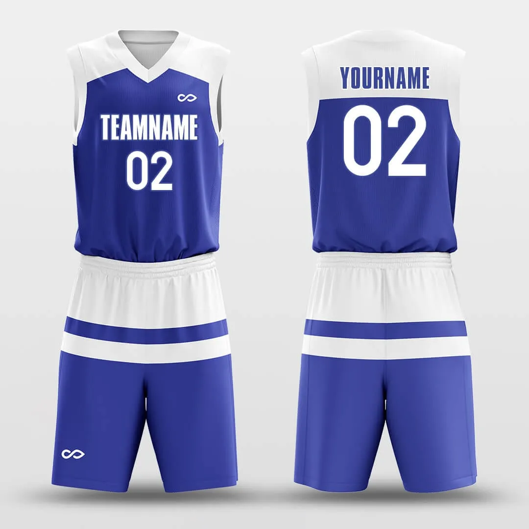 Parallel White Blue - Customized Basketball Jersey Set Design