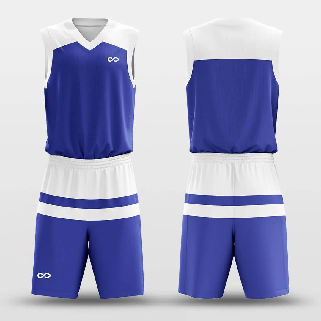 Parallel White Blue - Customized Basketball Jersey Set Design