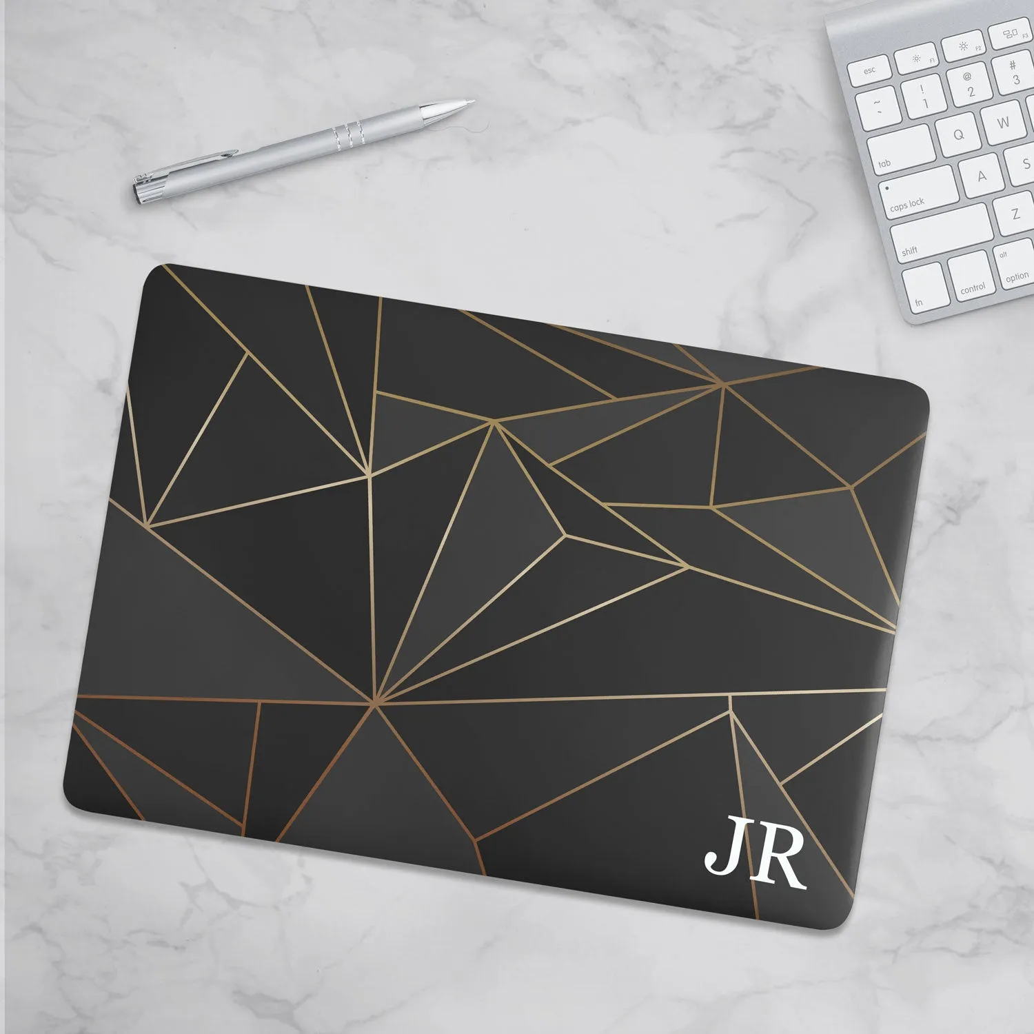 Personalized Macbook Hard Shell Case - Black & Gold Geometric