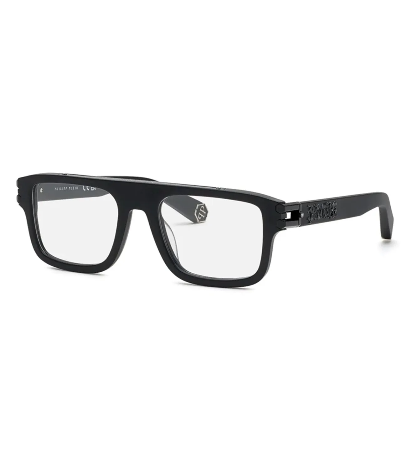 Philipp Plein Men's Sandblasted Matte Black Square Optical Frame