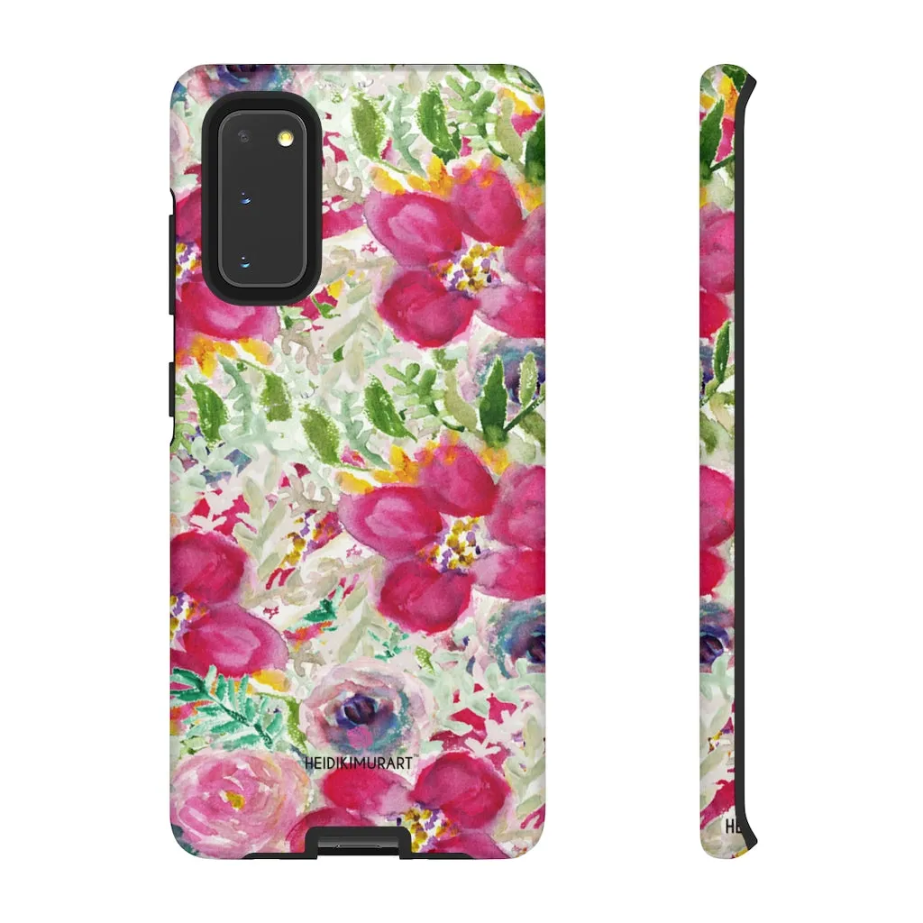 Pink Floral Designer Tough Cases, Mixed Flower Print iPhone Samsung Case-Made in USA