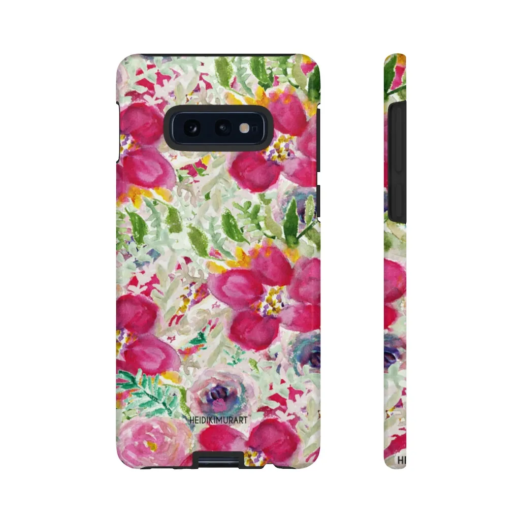 Pink Floral Designer Tough Cases, Mixed Flower Print iPhone Samsung Case-Made in USA