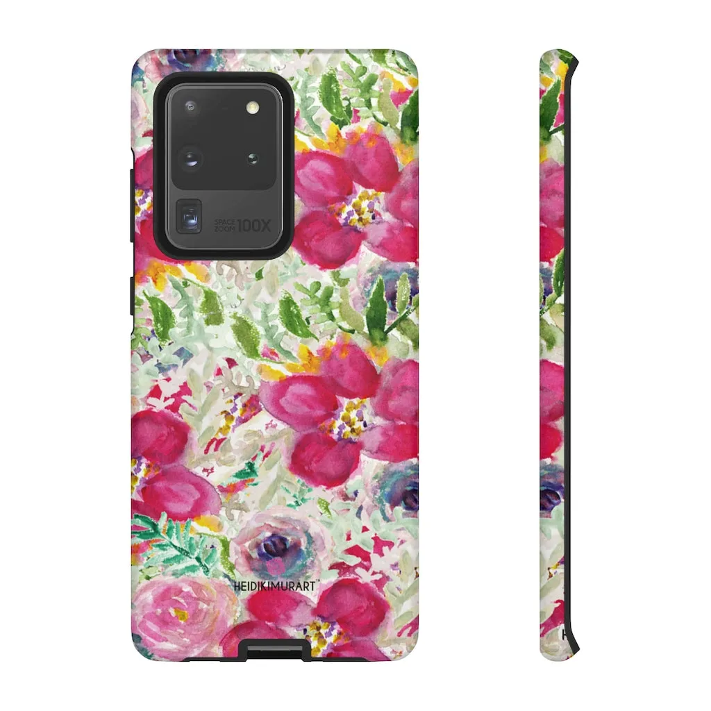 Pink Floral Designer Tough Cases, Mixed Flower Print iPhone Samsung Case-Made in USA