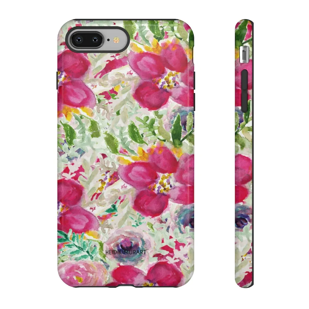 Pink Floral Designer Tough Cases, Mixed Flower Print iPhone Samsung Case-Made in USA