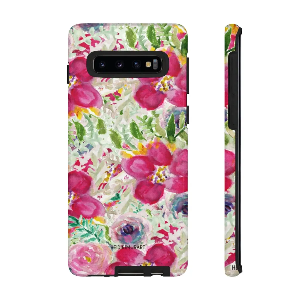 Pink Floral Designer Tough Cases, Mixed Flower Print iPhone Samsung Case-Made in USA