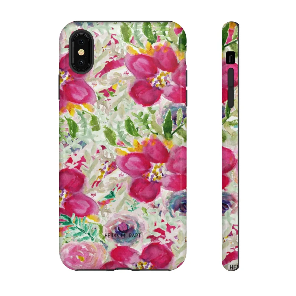 Pink Floral Designer Tough Cases, Mixed Flower Print iPhone Samsung Case-Made in USA