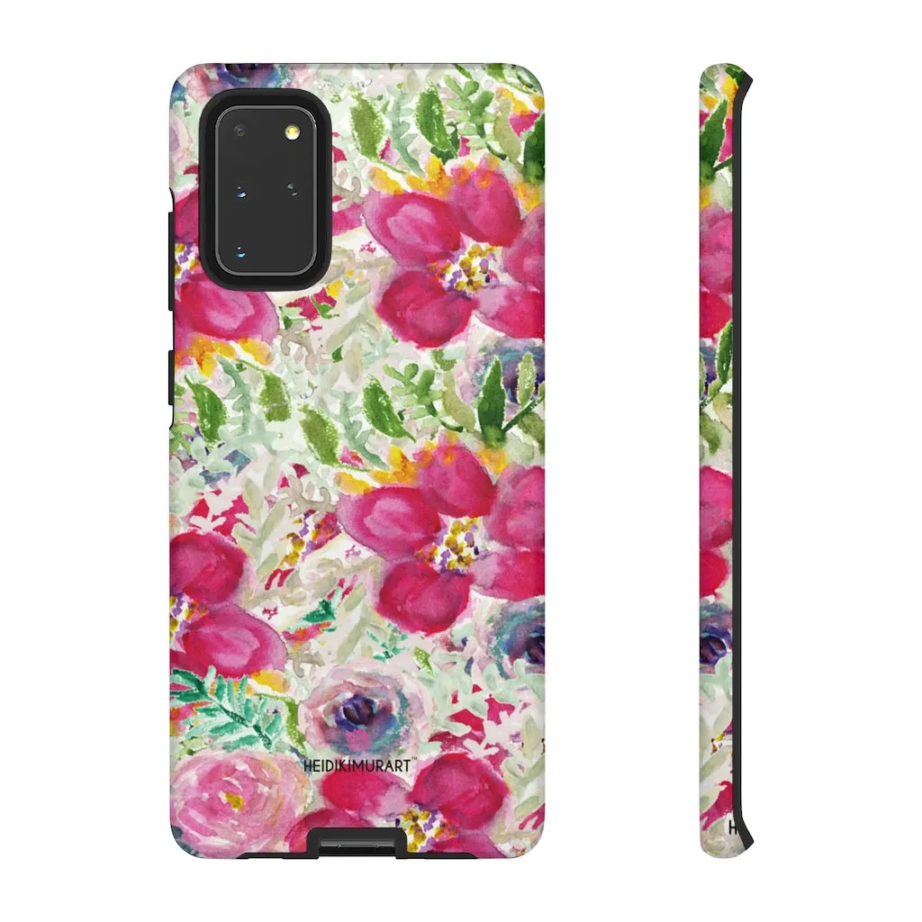 Pink Floral Designer Tough Cases, Mixed Flower Print iPhone Samsung Case-Made in USA