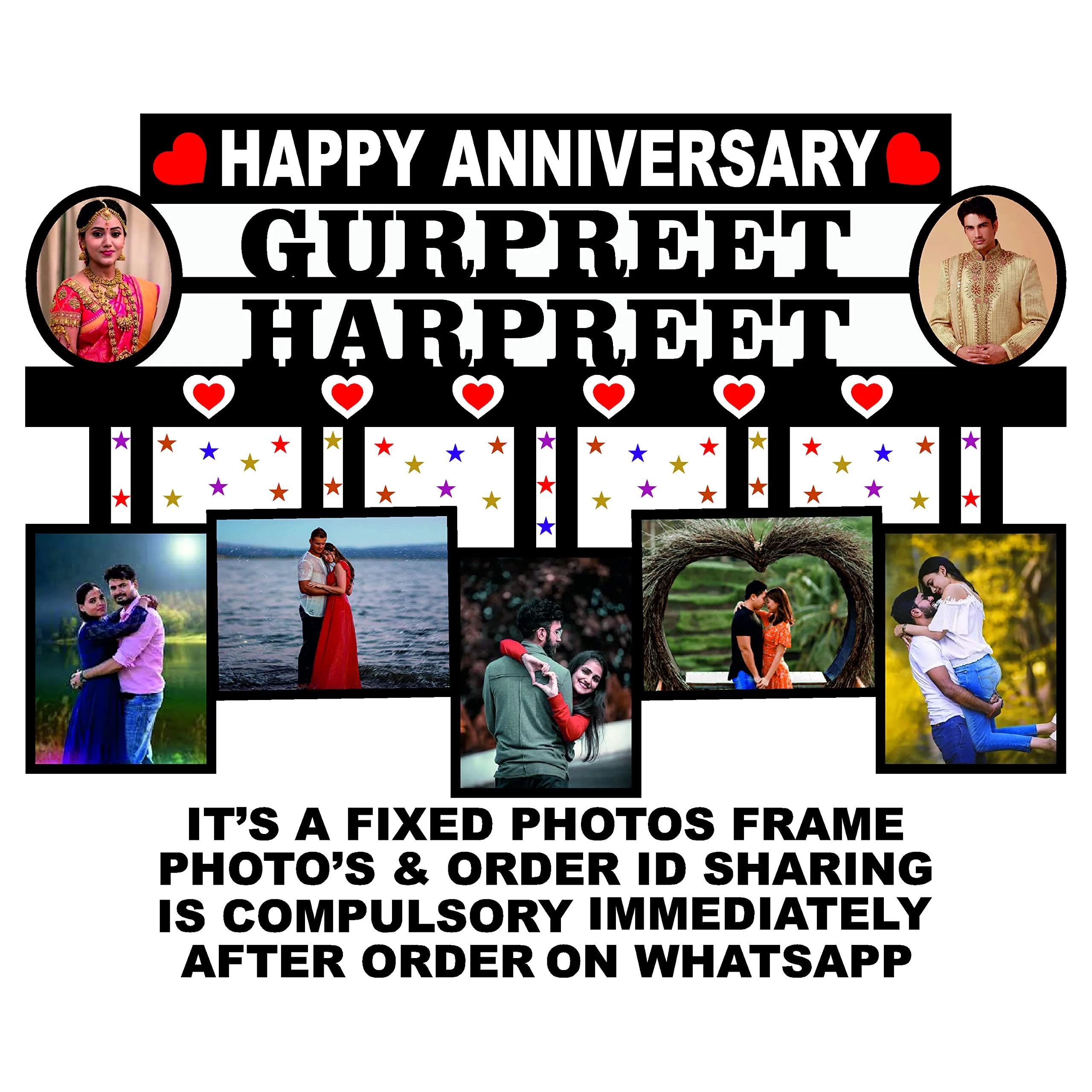 Plan To Gift 5 Photos b Customized Frame with Name Collage | Customized Gift for anniversary, birthday and other functions Frame with Name 12 x 18 inch