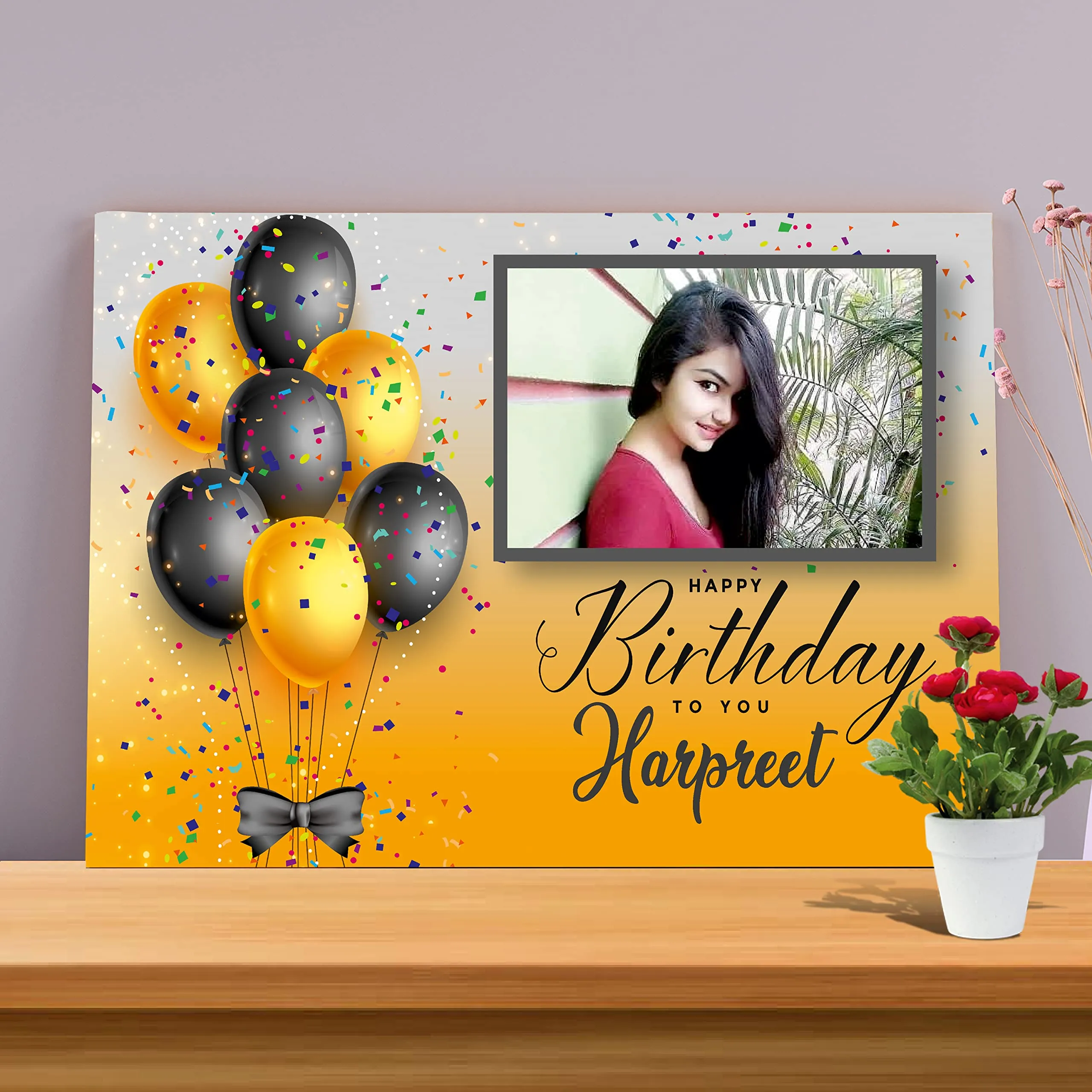 Plan To Gift Happy Birthday Customized Photo Frame with Name Collage | Customized for, anniversary, birthday and other functions Frame with Name 9 x 12 inch