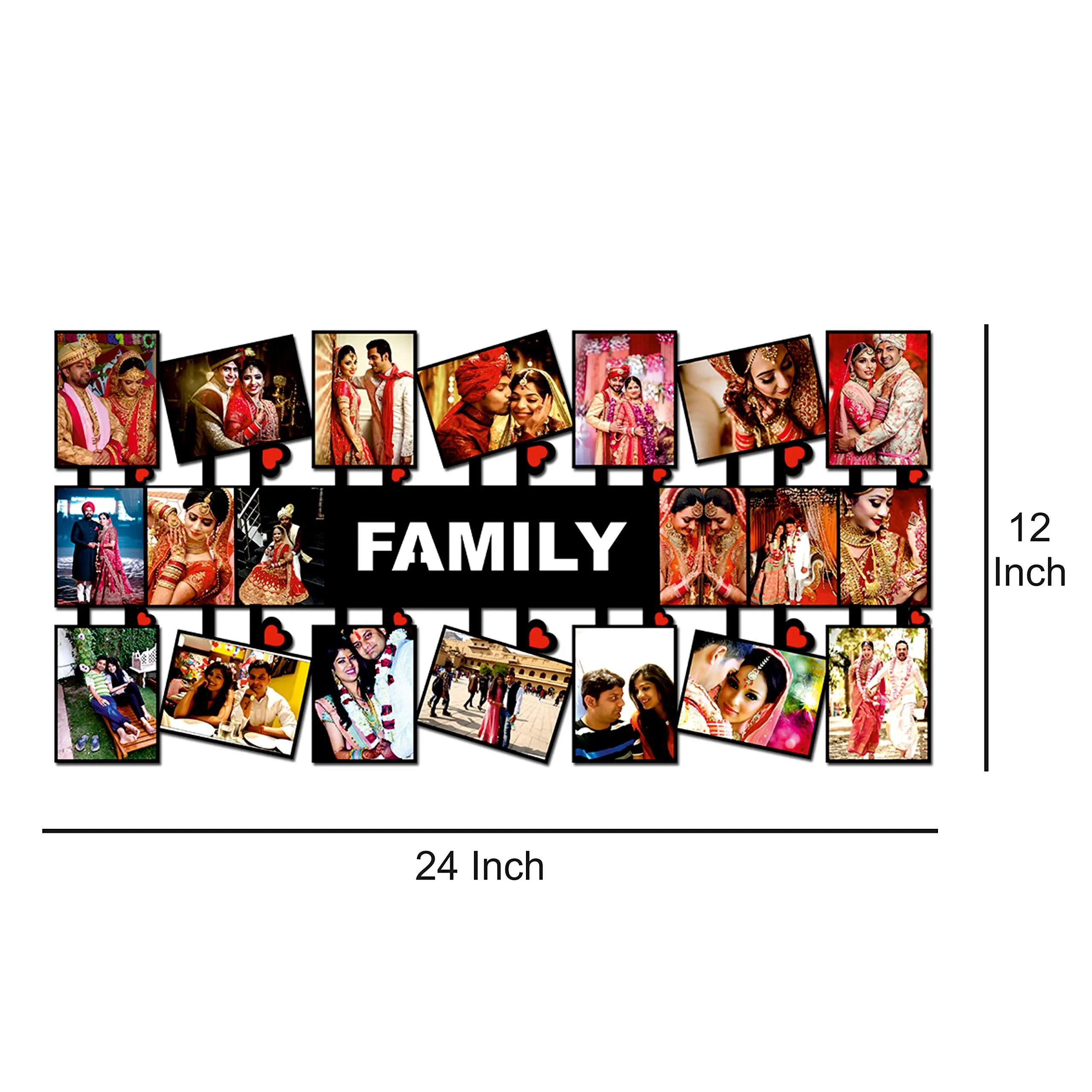 Plan To Gift "PRIME TAG ASSURANCE Family with 20 photos Customized Photo Frame with Name Collage | Customized Gift Personalized Photo Frame with Name 12 x 24 inch