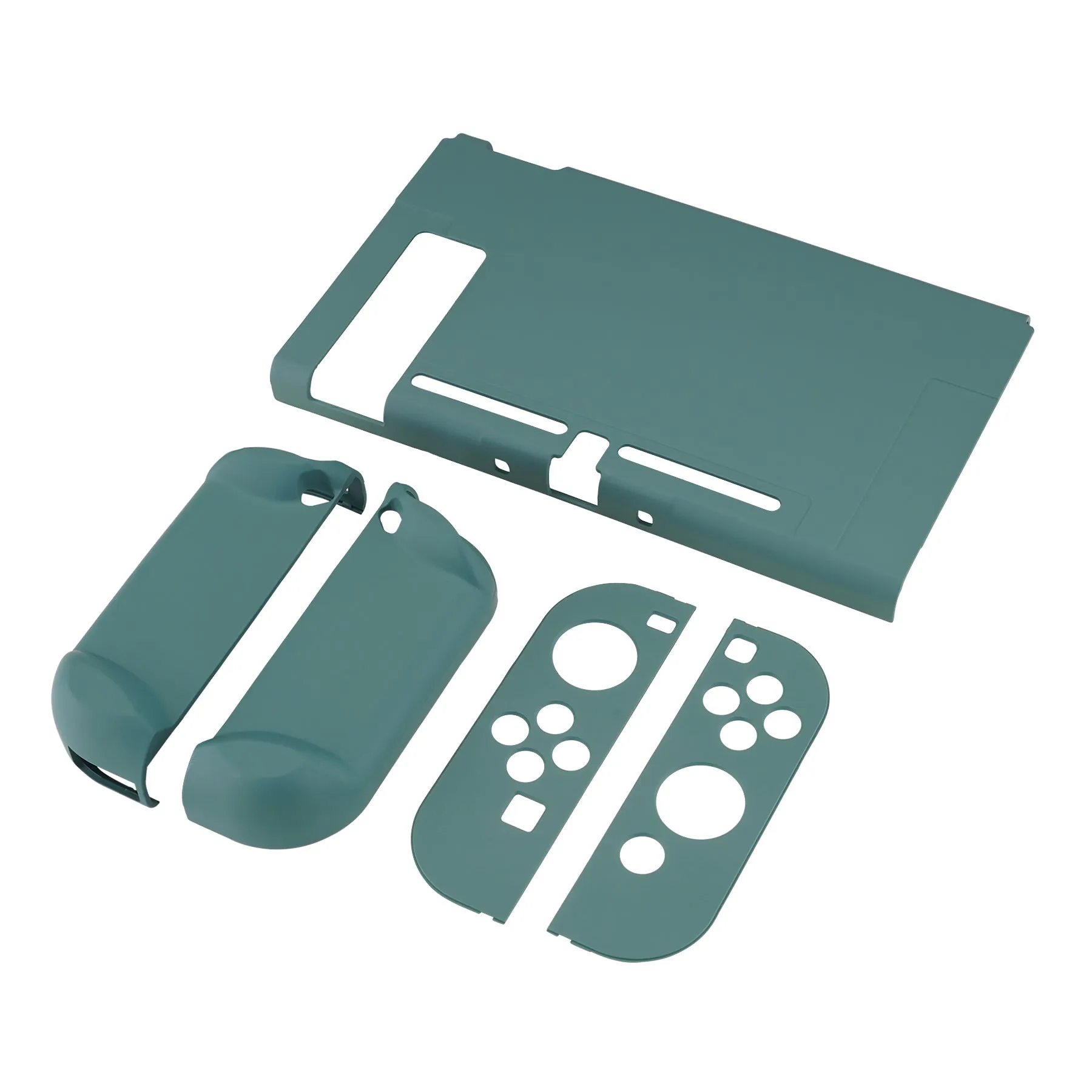 PlayVital Hunter Green Back Cover for NS Switch Console, NS Joycon Handheld Controller Separable Protector Hard Shell, Soft Touch Customized Dockable Protective Case for NS Switch - NTP342