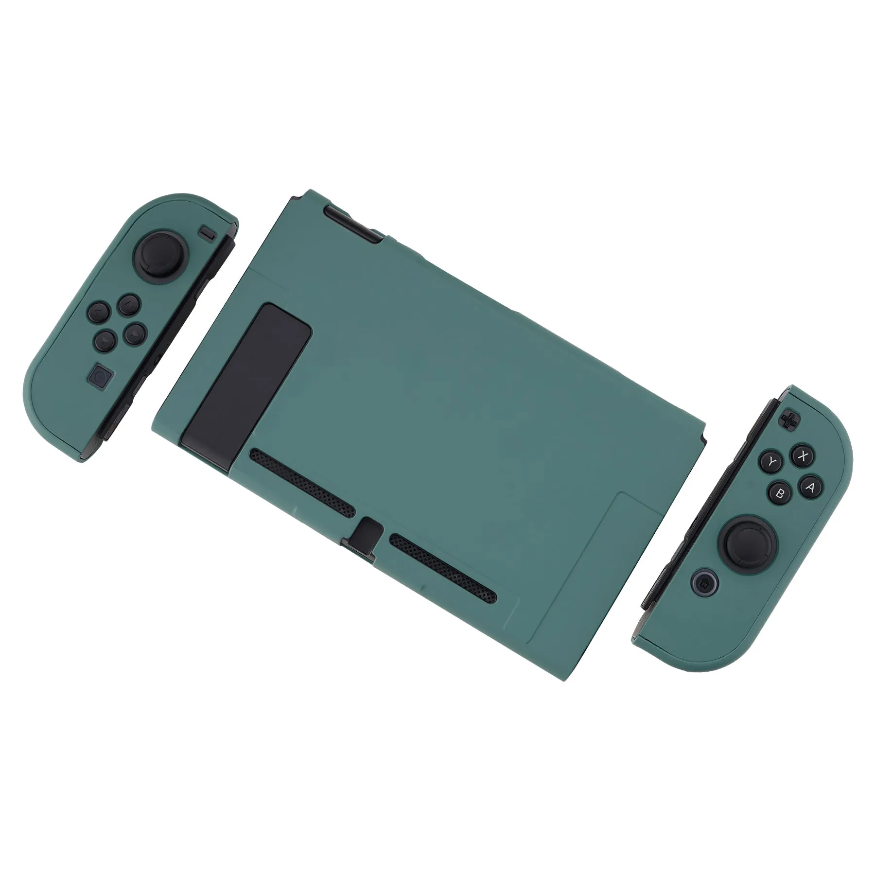 PlayVital Hunter Green Back Cover for NS Switch Console, NS Joycon Handheld Controller Separable Protector Hard Shell, Soft Touch Customized Dockable Protective Case for NS Switch - NTP342