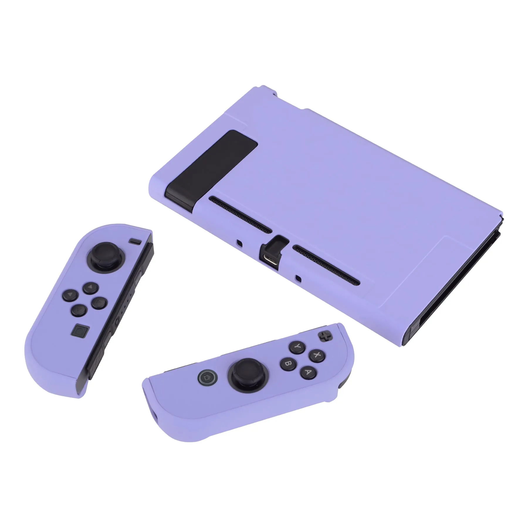 PlayVital Light Violet Back Cover for NS Switch Console, NS Joycon Handheld Controller Separable Protector Hard Shell, Customized Dockable Protective Case for NS Switch - NTP341