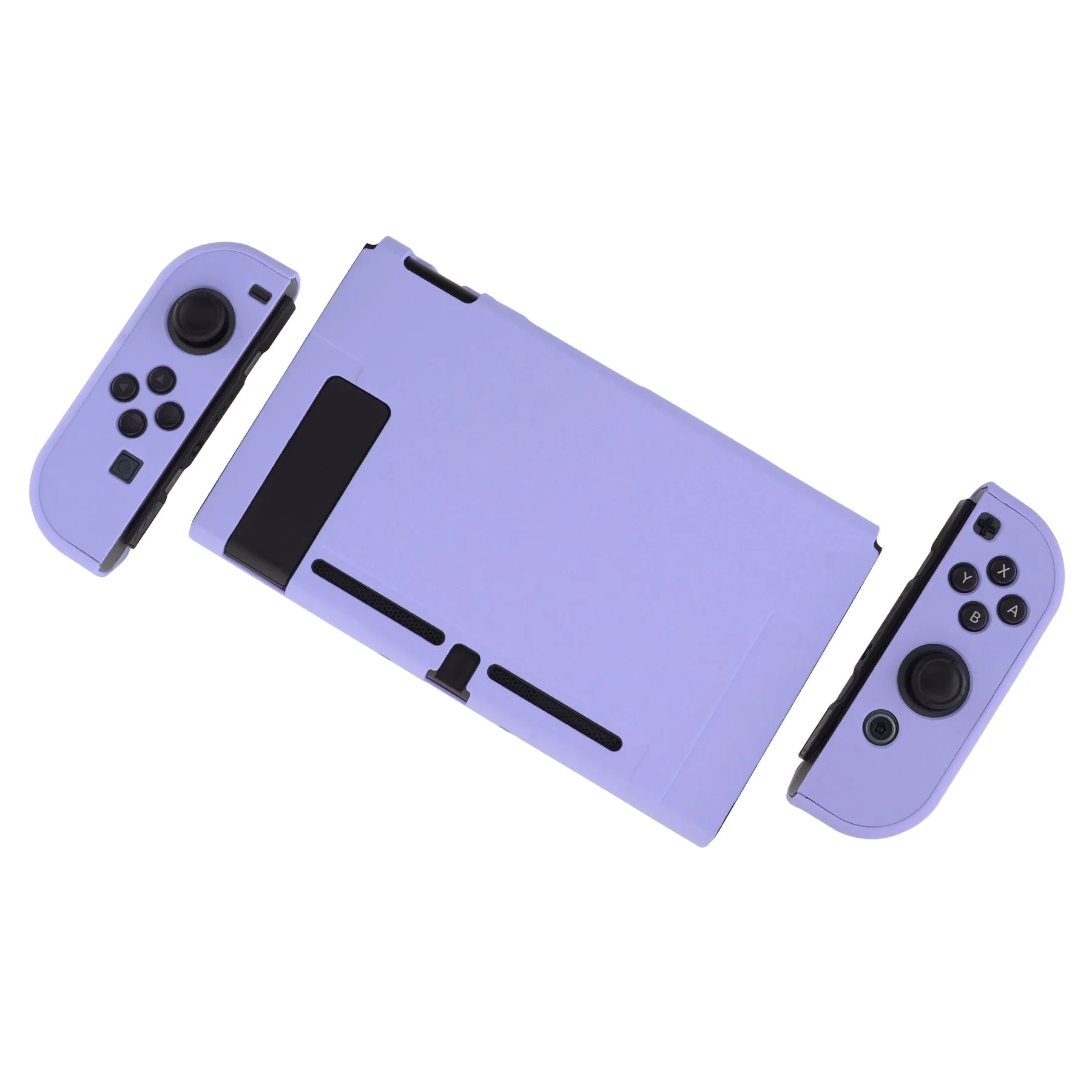 PlayVital Light Violet Back Cover for NS Switch Console, NS Joycon Handheld Controller Separable Protector Hard Shell, Customized Dockable Protective Case for NS Switch - NTP341