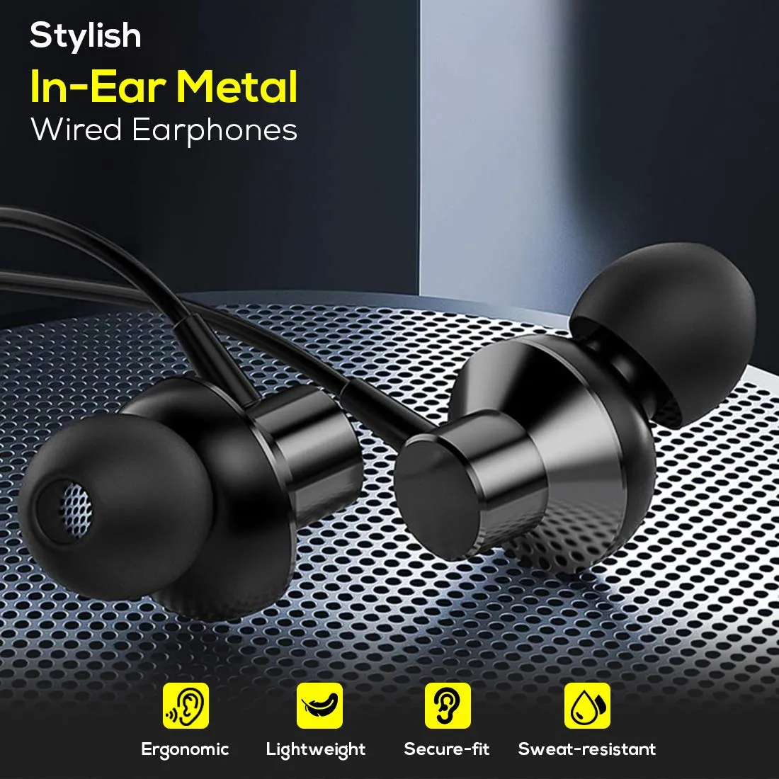 pTron Pride Lite HBE (High Bass Earphones) in Ear Wired Earphones with Mic, 10mm Powerful Driver for Stereo Audio, Noise Cancelling Headset with 1.2m Tangle-Free Cable & 3.5mm Aux (Grey)