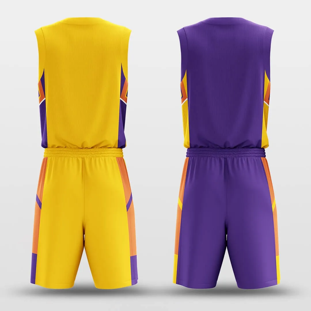 Purple Gold Puzzles - Custom Reversible Basketball Jersey Set Sublimated BK260614S