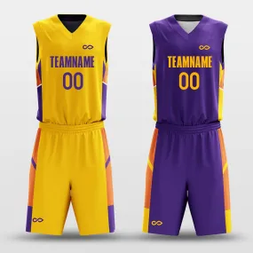 Purple Gold Puzzles - Custom Reversible Basketball Jersey Set Sublimated BK260614S