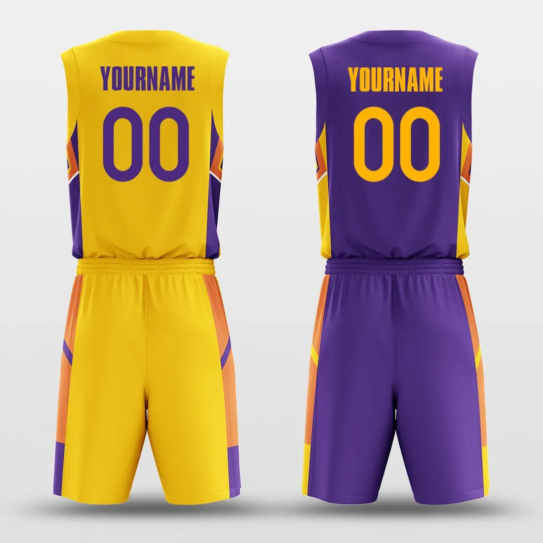 Purple Gold Puzzles - Custom Reversible Basketball Jersey Set Sublimated BK260614S