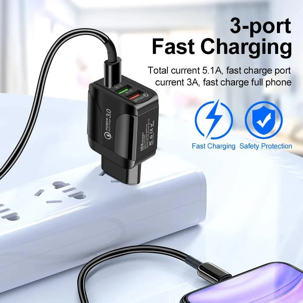 Rapid Charging LED Light EU Plug USB Adapter: Versatile Fast Charger