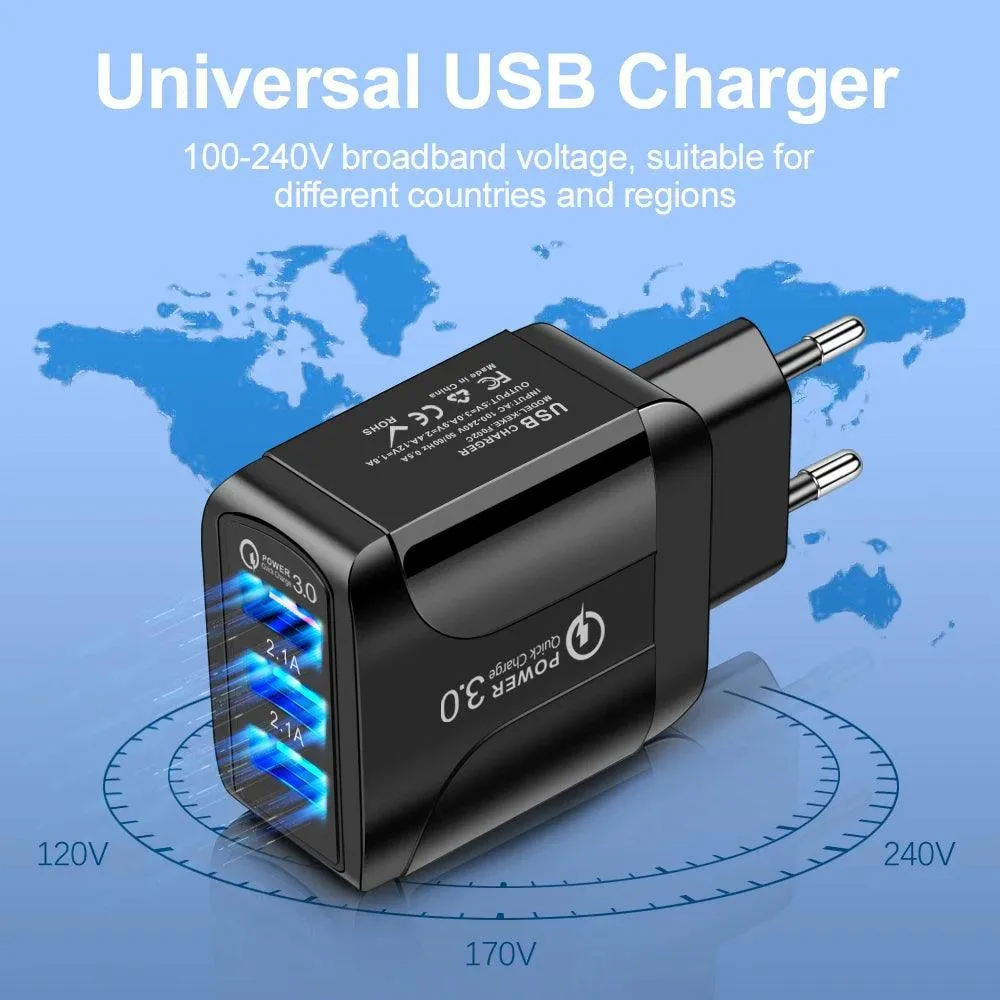 Rapid Charging LED Light EU Plug USB Adapter: Versatile Fast Charger